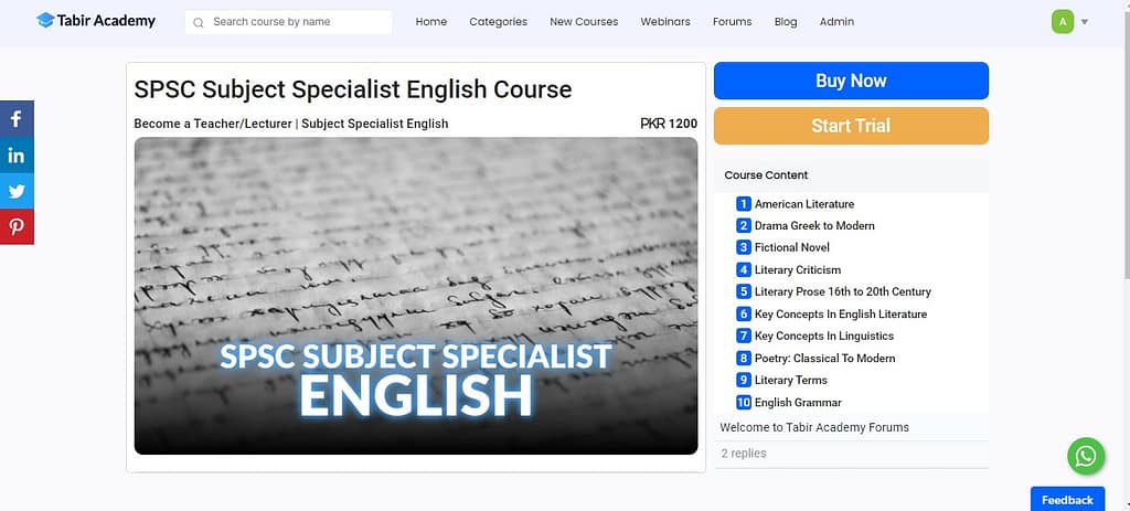 SPSC Subject Specialist English Guide Package SPSC Subject Specialist English